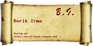 Borik Irma névjegykártya